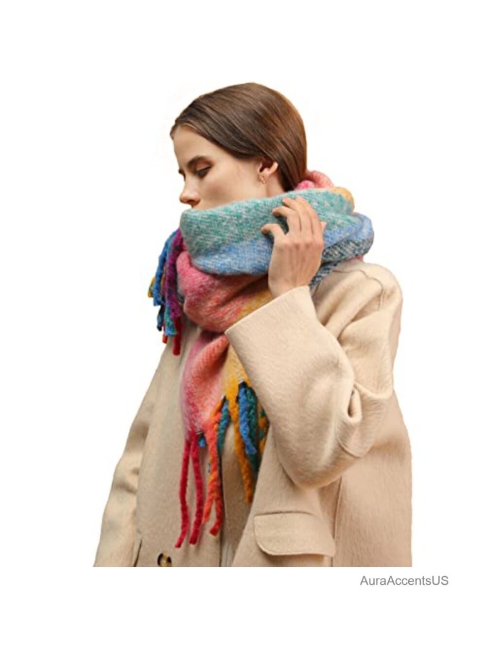 Super Thick Winter Scarf for Women Plaid Big Wrap Shawl Blanket Scarf